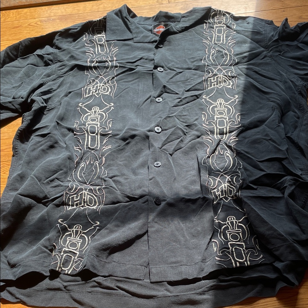 Harley-Davidson Black Short-Sleeve Embroidered Shirt